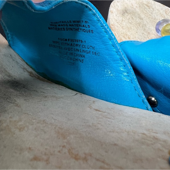 Bubblegum sandals vintage 80s 90s blue studded wedge heeled slides blue y2k - Picture 8 of 10